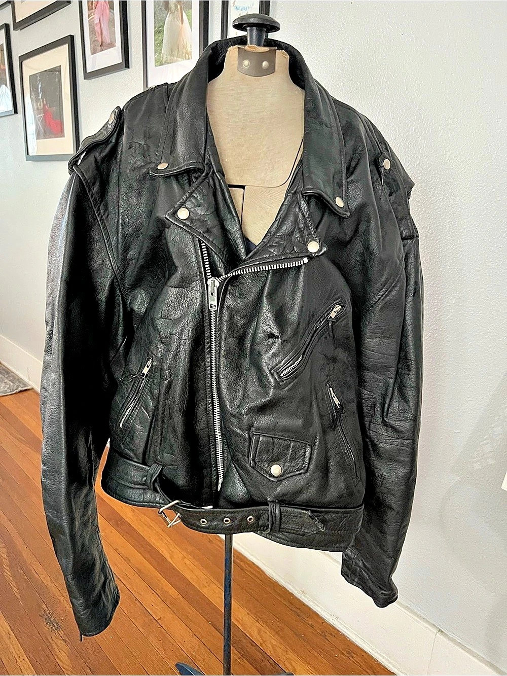 Men's Black Leather Motorcycle Jacket